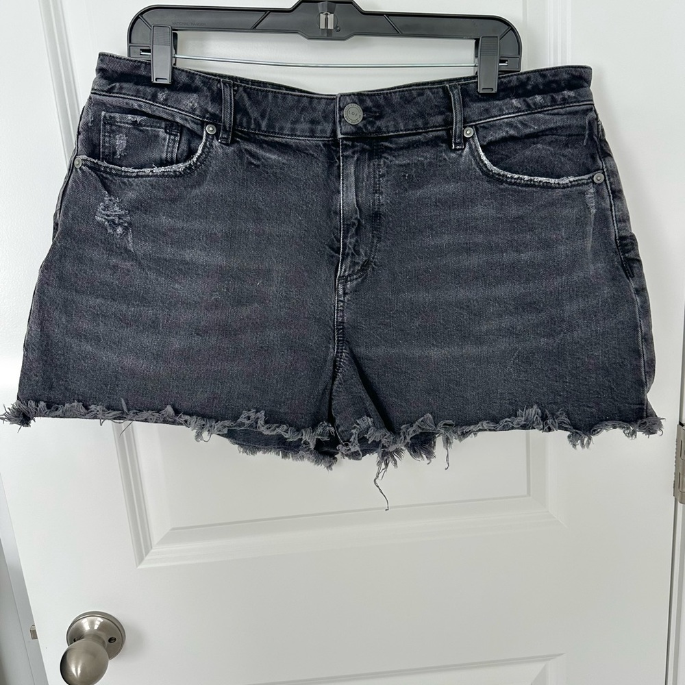 LOFT Faded Black Frayed Jean Shorts